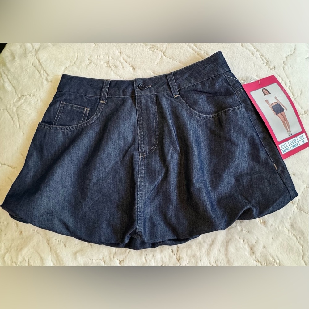 Forever Moda Dark Denim Mini bubble Skirt Size XS